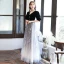 Chic / Beautiful Black Glitter Flower Evening Dresses  2020 A-Line / Princess V-Neck Floor-Length / Long Prom 1/2 Sleeves Backless Suede Formal Dresses