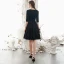 Vintage / Retro Modest / Simple Solid Color Black Homecoming Graduation Dresses 2020 A-Line / Princess V-Neck 1/2 Sleeves Knee-Length Formal Dresses