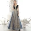 Elegant Navy Blue Prom Dresses 2020 A-Line / Princess Scoop Neck Glitter Sequins Lace Flower Sleeveless Backless Floor-Length / Long Formal Dresses