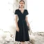 Classy Burgundy Homecoming Graduation Dresses 2020 A-Line / Princess Suede High Neck Beading Rhinestone Short Sleeve Backless Knee-Length Formal Dresses