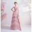 Chic / Belle Nues Robe De Soirée 2020 Princesse Bretelles Spaghetti Noeud Sans Manches Dos Nu Volants en Cascade Fendue devant Longue Robe De Ceremonie