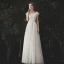 Simple Ivoire Tachetée Robe De Mariée 2020 Princesse Encolure Carrée Mancherons Dos Nu Longue