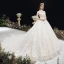 Classy Ivory Wedding Dresses 2020 Ball Gown High Neck Beading Sequins Lace Flower 3/4 Sleeve Backless Chapel Train