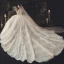 Luxury / Gorgeous Ivory Beading Wedding Dresses 2020 Ball Gown Scoop Neck Lace Flower Appliques Pearl Sequins 3/4 Sleeve Backless Cathedral Train