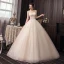 Fashion Champagne Corset Wedding Dresses 2020 Ball Gown Strapless Glitter Tulle Lace Flower Sleeveless Backless Floor-Length / Long