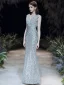 Scintillantes Argenté Paillettes Robe De Soirée 2020 Trompette / Sirène Col v profond Sans Manches Dos Nu Longue Robe De Ceremonie
