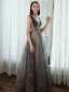 Chic / Belle Océan Bleu Robe De Bal 2020 Princesse Encolure Dégagée Perlage Glitter Paillettes En Dentelle Fleur Faux Diamant Sans Manches Dos Nu Longue Robe De Ceremonie