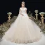 Élégant Ivoire Robe De Mariée 2020 Robe Boule V-Cou Perlage Appliques En Dentelle Fleur Sans Manches Dos Nu Chapel Train
