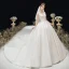 Luxe Glitter Ivoire Robe De Mariée 2020 Robe Boule V-Cou Perlage Cristal Paillettes Manches Courtes Dos Nu Royal Train