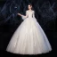 Abordable Ivoire Robe De Mariée 2020 Robe Boule Glitter Tulle Encolure Dégagée Perlage En Dentelle Fleur Manches de cloche Dos Nu Longue