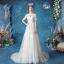 Élégant Ivoire Robe De Mariée 2020 Princesse Encolure Dégagée Faux Diamant En Dentelle Fleur Manches Courtes Tribunal Train