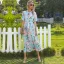 Summer Blushing Pink Street Wear Printing Maxi Dresses 2021 Scoop Neck Bow Sash Short Sleeve Tea-length Women Dresses