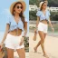 Sexy Summer Sky Blue Floral Beach Women's Tops 2021 Chiffon V-Neck Short Sleeve