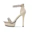 Charmant Blanche Faux Diamant Chaussure De Mariée 2021 Cuir Bride Cheville 12 cm Talons Aiguilles Peep Toes / Bout Ouvert Chaussure De Mariée Talons Hauts