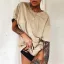 Casual Summer Solid Color Khaki Tops T-Shirts 2021 Cotton Scoop Neck Short Sleeve Women's Tops T-shirt