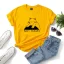 Lovely Casual Summer Loose White Cartoon Cotton Women's Tops 2021 Scoop Neck Short Sleeve T-Shirts