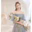 Charmant Bleu Ciel En Dentelle Fleur Robe De Bal 2021 Princesse De l'épaule Ceinture Noeud Manches Courtes Dos Nu Longue Promo Robe De Ceremonie