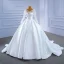 High-end Ivory Ball Gown Wedding Dresses 2021 V-Neck Long Sleeve Backless Chapel Train Wedding