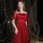 Charming Burgundy Prom Dresses 2021 A-Line / Princess Scoop Neck Beading Sequins Short Sleeve Backless Floor-Length / Long Prom Formal Dresses
