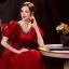 Vintage / Retro Burgundy Satin Prom Dresses 2021 A-Line / Princess V-Neck Rhinestone Bell sleeves Backless Floor-Length / Long Prom Formal Dresses
