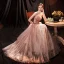 Charmant Rougissant Rose Robe De Bal 2021 Princesse Bustier Sans Manches Dos Nu Perlage Paillettes Longue Promo Robe De Ceremonie