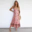 Bohemia Summer Street Wear Resort Wear Floral Candy Pink Maxi Dresses 2021 Spaghetti Straps Sleeveless Backless Ankle Length