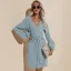 Summer Street Wear Resort Wear Burgundy Solid Color Regular Women Dresses 2021 V-Neck Sash Long Sleeve