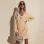 Sexy Tomber Hiver Vêtement de rue Armée Verte Tricot Ample Femme Robes 2021 V-Cou Manches Longues