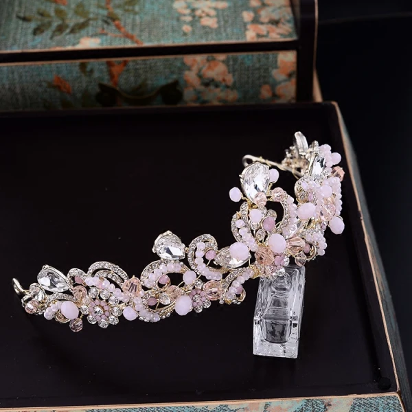 Fine Sukkertøyrosa Tiara Tilbehør Brudesmykker 2017 Rhinestone Metall