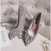 Sparkly Crystal Wedding Shoes Silver 2017 Glitter High Heels Stiletto Heels Pointed Toe 7 cm Pumps