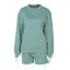Bequemes Herbst Winter Freizeit Lindgrün Lose Sweatshirts Kurze Hose 2021 Rundhalsausschnitt Lange Ärmel Damen Oberteile