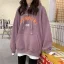 Comfortable Fall Winter Casual Navy Blue Loose Letter Graphic Hooded Sweatshirts 2021 Cotton Long Sleeve Women's Tops