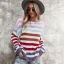 Mode Tomber Hiver Vêtement de rue Multi-Couleurs Bande Ample Chandails 2021 Coton Encolure Dégagée Manches Longues Hauts pour Femmes