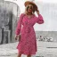 Bohemia Summer Printing Yellow Women Dresses 2021 A-Line / Princess Beach Street Wear Resort Wear V-Neck Sash Long Sleeve Knee-Length