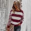 Mode Tomber Hiver Vêtement de rue Bande Orange Chandails 2021 Encolure Dégagée Manches Longues Coton Ample Hauts pour Femmes