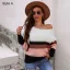Comfortabel Vallen Winter Toevallig Multi-Kleuren Streep Truien 2021 Katoen Ronde Hals Regelmatig Lange Mouwen Dames Topjes