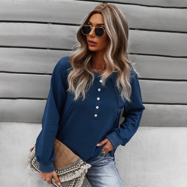Herbst Winter Freizeit Beige Pullover 2021 Rundhalsausschnitt Schaltflächen Lange Ärmel Regulär Damen Oberteile