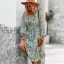 Chic / Beautiful Fall Winter Beach Resort Wear Street Wear Blushing Pink Floral Women Dresses 2021 V-Neck Long Sleeve Sash Loose Knee-Length