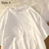 Lato Zużycie ulicy Białe Rysunek Luźny koszulki 2021 Bawełna Wycięciem Kótkie Rękawy Topy Damskie