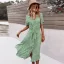 Bohemia Summer Spring Beach Resort Wear Street Wear Red Floral Women Dresses 2021 V-Neck Short Sleeve Loose