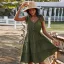 Sexy Orange Spring Summer Street Wear Ruffle Women Dresses 2021 V-Neck Sleeveless Buttons Bow Loose