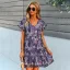 Comfortable Spring Summer Street Wear White Floral Women Dresses 2021 Loose V-Neck Short Sleeve