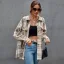 Fashion Beige Fall Winter Street Wear Plaid Coats & Jackets 2021 Lapel  Buttons Long Sleeve Loose Women Tops