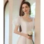 Vintage / Retro Modest / Simple Ivory Pearl Prom Dresses 2021 A-Line / Princess Square Neckline Puffy Short Sleeve Backless Bow Floor-Length / Long Formal Dresses