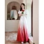 Fashion Gradient-Color Pearl Prom Dresses 2021 A-Line / Princess Satin Square Neckline Puffy Short Sleeve Backless Floor-Length / Long Formal Dresses