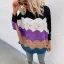 Mode Tomber Hiver Gris Multi-Couleurs Bande Vêtement de rue Chandails 2021 Tricot Encolure Dégagée Manches Longues Ample Femme Hauts