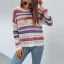 Fashion Fall Winter Street Wear Beach Multi-Colors Stripe Pierced Sweaters 2021 Scoop Neck Long Sleeve Loose Women Tops