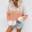 Fashion Yellow Fall Winter Street Wear Pierced Knitting Sweaters 2021 V-Neck Long Sleeve Loose Women Tops