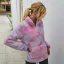 Fashion Winter Fall Street Wear Multi-Colors Tie-dye Suede Coats & Jackets 2021 Lapel  Long Sleeve Loose Women Tops