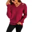 Fall Winter Street Wear Pool Blue Solid Color Knitting Sweaters 2021 V-Neck Long Sleeve Loose Women Tops